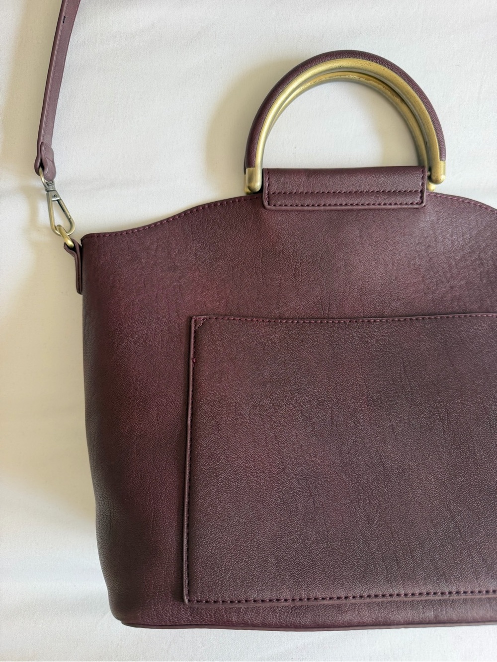 Antik Kraft Deep Burgundy Wine Gold Classic Vegan Leather Satchel Bag